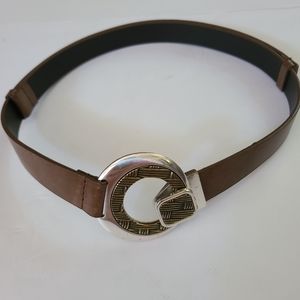 Chicos Brown Leather Belt Adjustable Sz M/L